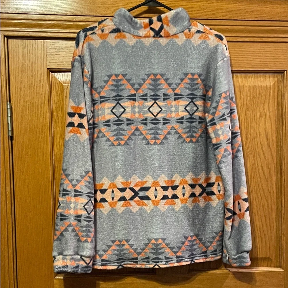 Aztec Pattern Quarter-Zip Pullover - Picture 3 of 3